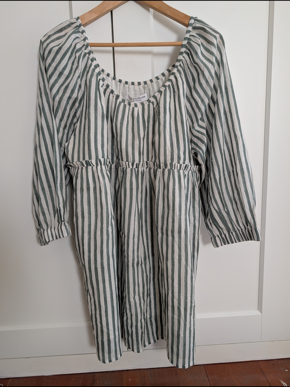 Emerson Fry Green White Stripe Cotton Midi Dress Size S NWT